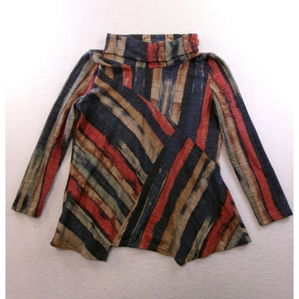 NorthStyle Mock Neck Top Womens XL Multi Color‎ Asymmetrical Stripe